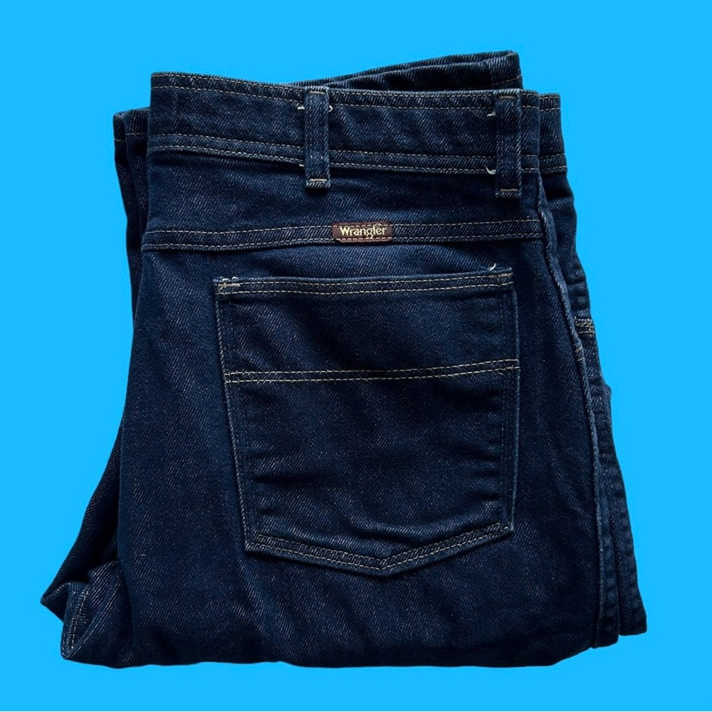 Vintage 80s Wrangler 36x30 Denim Jeans Dark Indigo